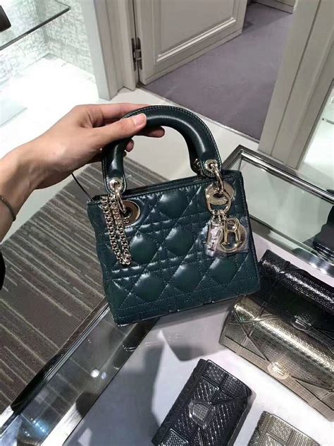 mini lady dior dark green|Small Lady Dior Bag Bright Green Cannage Lambskin.